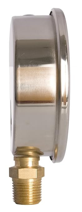 4" Oil Filled Vacuum Pressure Gauge - Stainless Steel Case, Brass, 1/2" NPT, Lower Mount Connection, 30HG/160PSI
