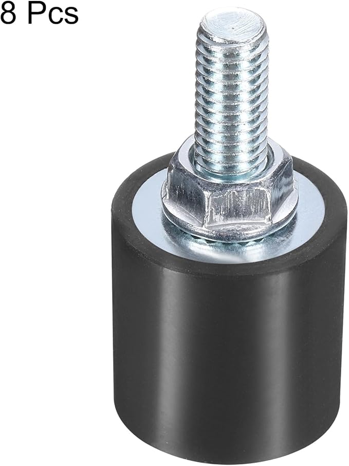 uxcell 6pcs M8x23mm Rubber Isolator Mounts with Studs 25x25mm Male Female Vibration Shock Absorber Zinc Plated Cylindrical Thread Mounts Anti Vibration Isolators with 6pcs M8 Lock Nuts