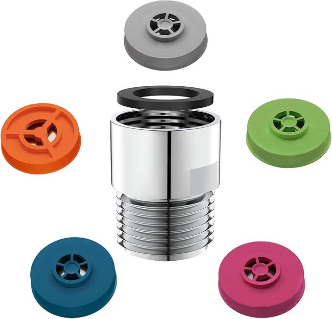 YDmeet 5 Pcs Shower Flow Reducer Limiter Set, 1/2 Inch Flow Restrictor Control Valve for Fixed Handheld and Shower Head 1.5/1.8/2.0/2.5/3.2 GPM