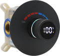 Round Digital Display Shower Valve Shower Diverter Single Way Shower Mixing Valve Concealed Installation in Wall for Bathroom Matte Black