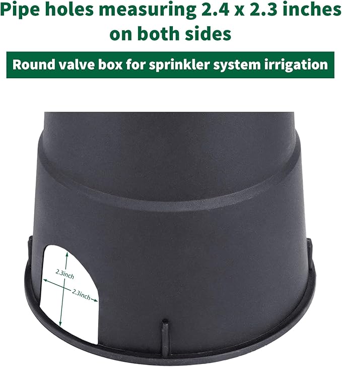 14 Sets PP Valve Boxes 6 in Anti Slip Sprinkler Valve Box Plastic Round Green and Black Irrigation Water Meter Box for Outdoor Yard Garden Farm Lawn Grassland Ground