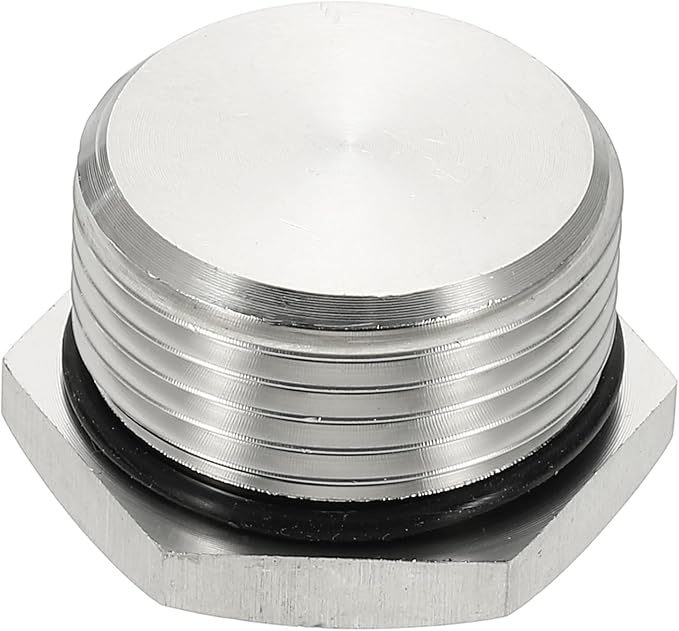 MECCANIXITY BSPP Pipe Plug Fitting, 304 Stainless Steel G1 Male Outer Hex Thread for Plumbing Fixed with Sealing Rubber Ring