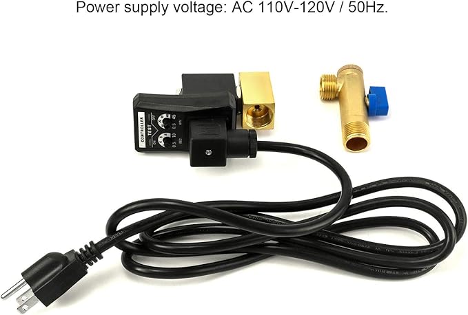 QWORK Automatic Timed Condensate Drain Valve, 1/2" AC 110V 2-way Direct-acting Drain Valve US Plug