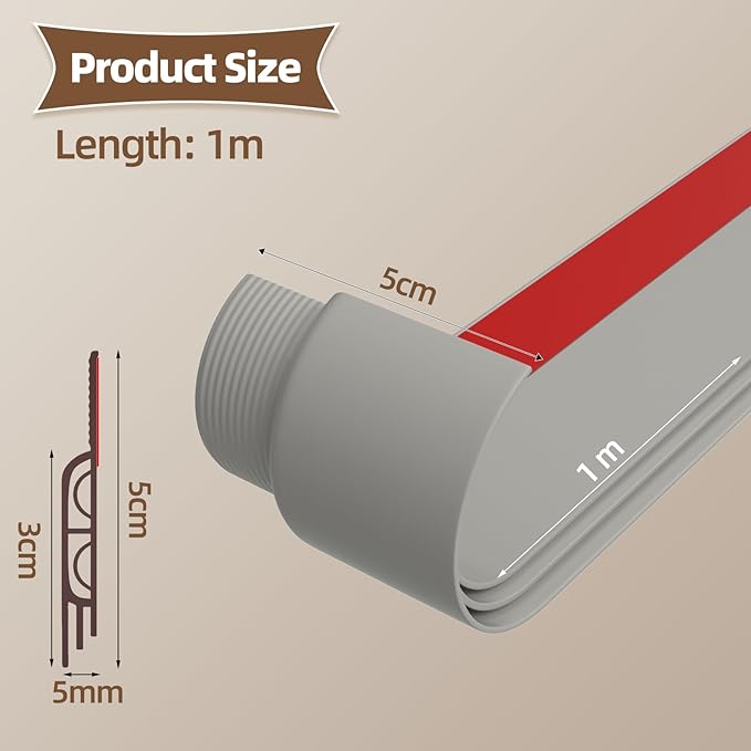 78" Door Draft Stopper for Bottom of Door, Adhesive Weather Stripping Door Seal for Cold Air Insulation, Under Door Sweep for Exterior & Interior Doors Blocker Noise Dust, Gray
