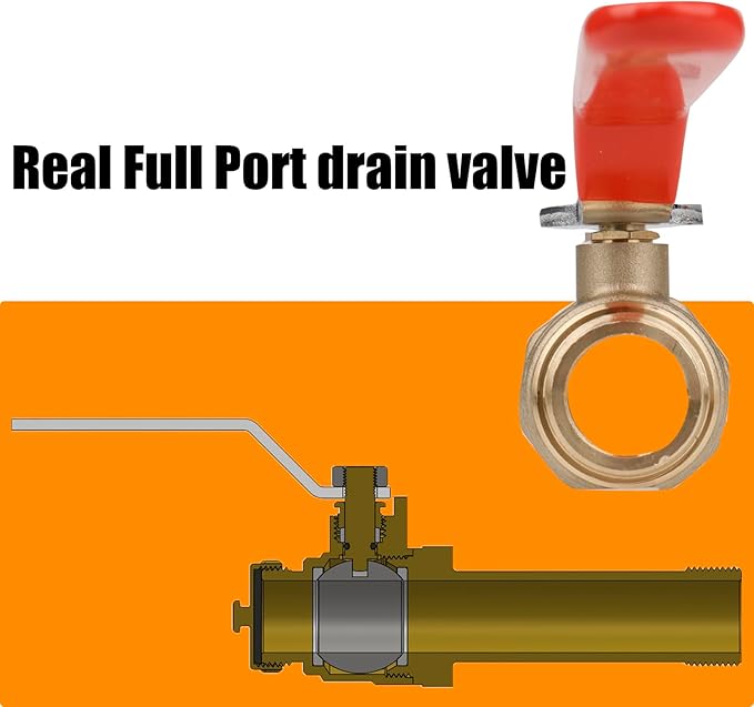 WHK Water Heater Drain Valve 3/4"MIP X 3/4" Male GHT Connection to drain or Flush Hot Water Heater Faster and Easy Big Full Port (Lead-Free Brass,2 Inch Shank with Long Handle,Straight)