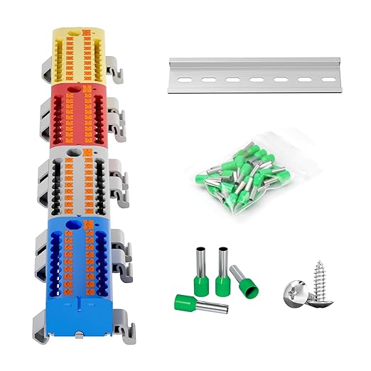 4Pcs KV225G DIN Rail Terminal Blocks, 9-Pole 1 in 18 Out Push-in Wire Connector/Splitter, 690V 24A