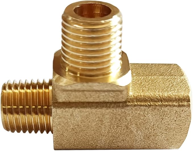 2PCS Brass Tee Pipe Fitting 1/4" NPT Male to 1/4" NPT Male to 1/4" NPT Female for Water/Oil/Gas