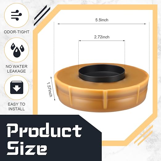 Marsui 60 Pcs Toilet Wax Ring Kit Include Retainer Washers and Thick Flange Closet Bolts Bolt Cap Fits 3" and 4" Waste Lines for Toilet Gas Odor Watertight Sealing(Upgraded Version,1.57 Inch)