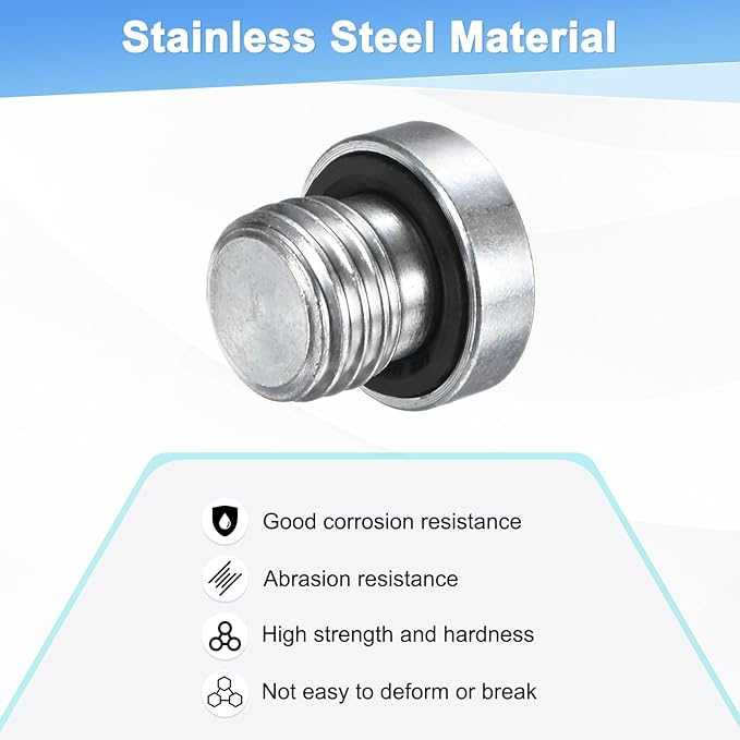 6-Pack M10x1.25mm Inner Hex Head Pipe Fitting Plug, Carbon Steel Sensor Socket Plug with Seal O-Ring for Terminate Pipe Ends/High Pressure Washer, Sealing Screw