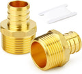 GASHER 2Pcs No Lead Brass 3/4" Pex Male Adapter, 3/4" Male NPT to 3/4" PEX Adapter for Pex Tubing