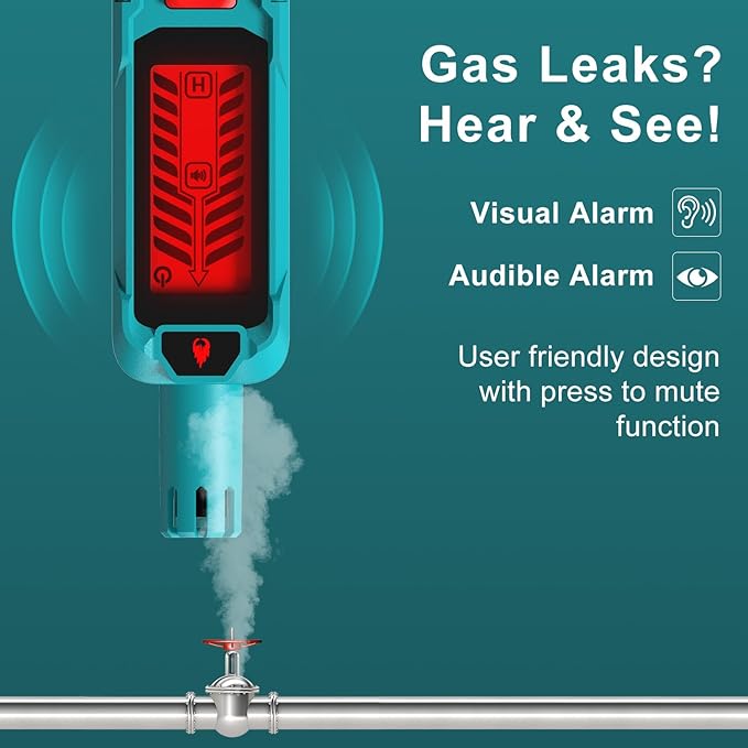 Kiprim Natural Gas Leak Detector Portable Gas Tester with Audible & Visual Alarm,H/L Sensitive Mode to Locate Combustible Sources Propane for Home,Batteries Included
