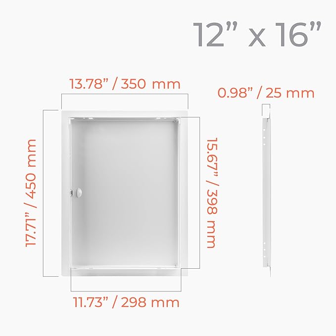 12x16 Inch White Access Panel – Metal Rectangular Wall & Ceiling Access Door for Plumbing Electrical HVAC – Easy Install Indoor Panel for Drywall Home Improvement and Maintenance