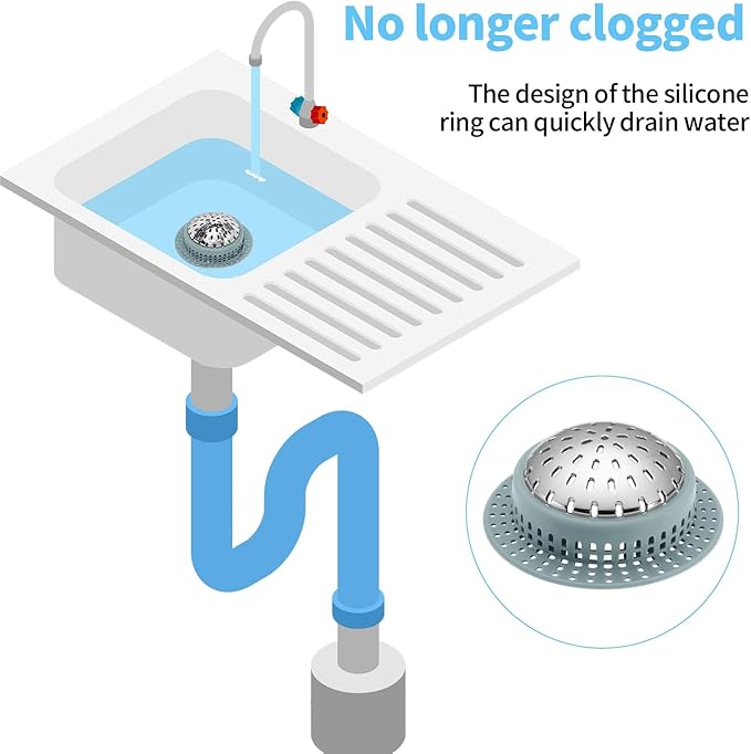 Shower Drain Hair Catcher, Shower Drain Cover, Bathtub Drain Hair Catcher for Pop-Up & Regular Drains