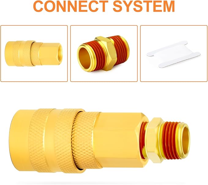 GASHER 10PCS Brass Pipe Fitting, Hex Nipple, 1/4" Male Pipe x 1/4" Male Pipe With Sealant