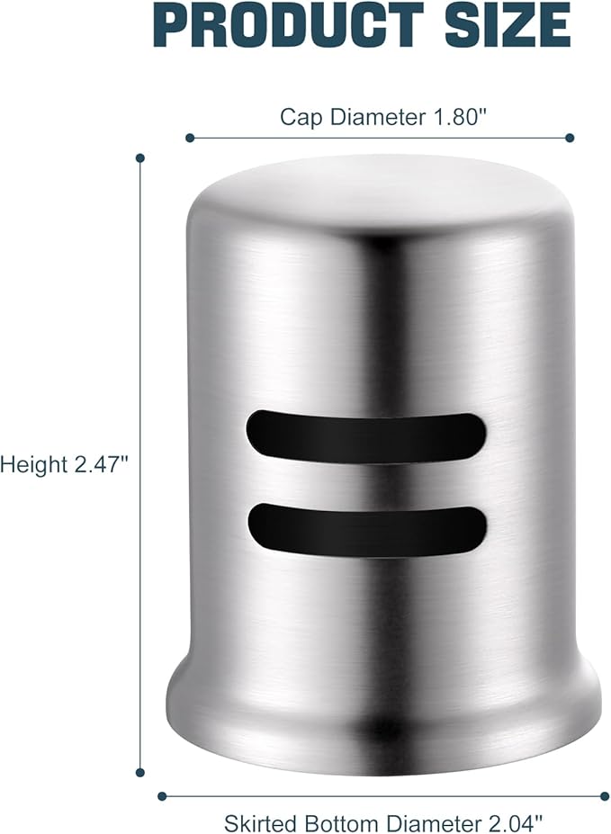 Dishwasher Air Gap Cover for Kitchen, Solid Brass Air Gap Cap with Skirted Design, Dishwasher Overflow Vent Cap Replacement Only, Brushed Nickel