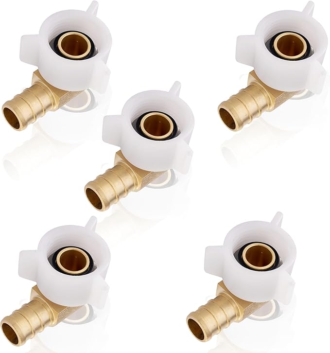 5-Pack HeSun PEX Fittings, 3/4" Pex x 3/4" Female NPT Swivel Elbow, Brass Crimp Fitting for ASTM F1807(PEX1807211-5)