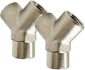 Yoebor Nickel Plated Brass Pipe Fitting Wye Tee Union 1/4" NPT Female 3-Way Connector (Pack of 2)