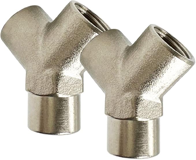 Yoebor Nickel Plated Brass Pipe Fitting Wye Tee Union 1/4" NPT Female 3-Way Connector (Pack of 2)