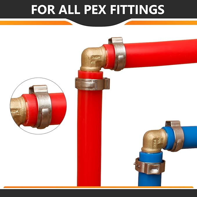 100-PCs HeSun 3/4 Inch PEX Crimp Ring, Premium 304 Stainless Steel Pex Cinch Clamp Ring(CLAMP010-100)