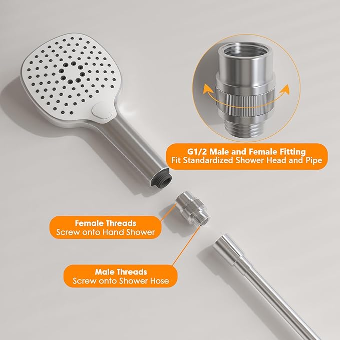 Shower Head Shut Off Valve G1/2'' Shower Flow Control Valve Brass Shut Off Valve for Handheld, Shower Arm or Bidet Sprayer(Brushed Nickel)