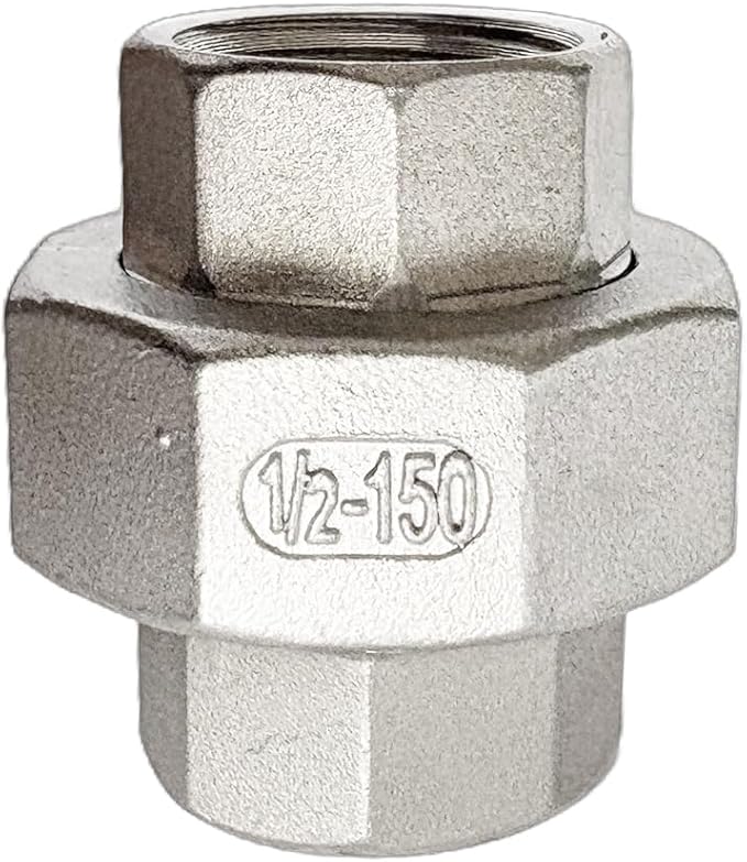 1/2" Union Pipe 304 Stainless Steel NPT Female Thread Union Joint Cast Pipe Fitting Pack of 2