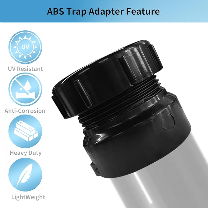 LESSO ABS Trap Adapter, 1-1/2 x 1-1/4 Inch ABS Female Pipe Fitting, SCH40 White