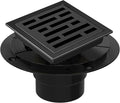 4 Inch Square Shower Floor Drain, Shower Drain Kit with Flange, Square Shower Drain, SUS 304 Stainless Steel Floor Drain,Matte Black