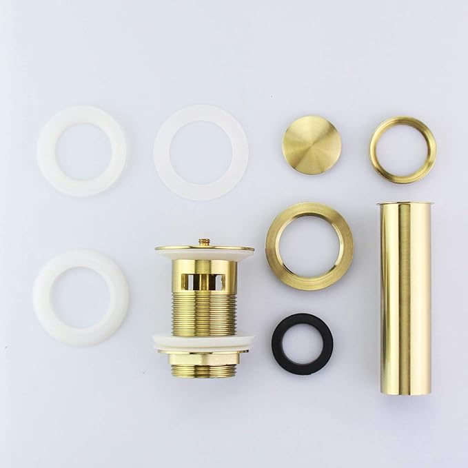 Bathroom Lavatory Vanity Vessel Sink Pop Up Drain Stopper with Overflow, Gold