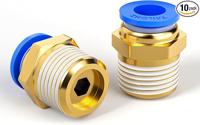 TAILONZ PNEUMATIC Blue Straight 6mm Tube OD x 1/4 Inch G Thread Push to Connect Fitting PC6-02 (Pack of 10)