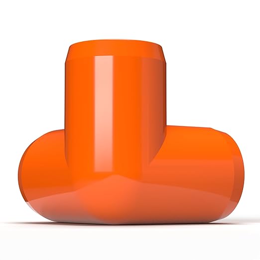 FORMUFIT 1/2” 3-Way Elbow Furniture Grade PVC Fitting in Orange, Made in USA, UV-Resistant, Impact-Proof, 0.840” Actual Socket Diameter (Pack of 10)