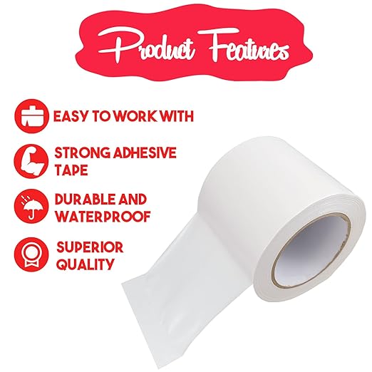 White Vapor Barrier Tape, 4 Inch x 100 Feet White Vinyl Polyethylene Seal Tape for Crawl Space, Moisture Barrier Seam, Waterproof Seam Tape, 7 Mil Poly Tape