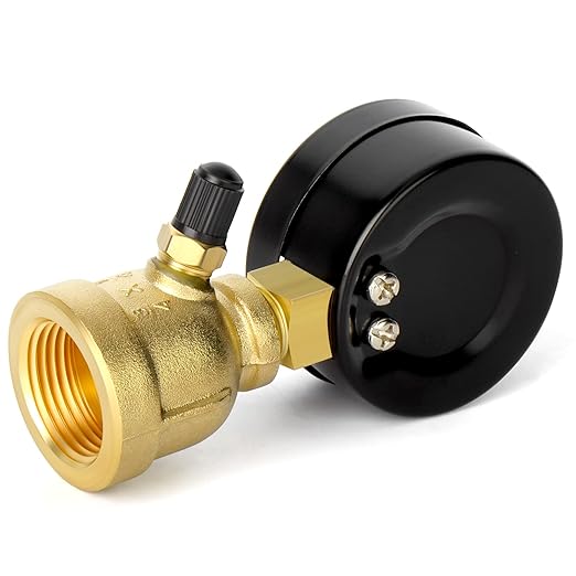 MEANLIN MEASURE 0-60Psi Forged Brass Air Test Pressure gauges, 3/4" FNPT Connection, 2" Double Graduated, Bell Shape Body Assembly, -3-2-3% Accuracy