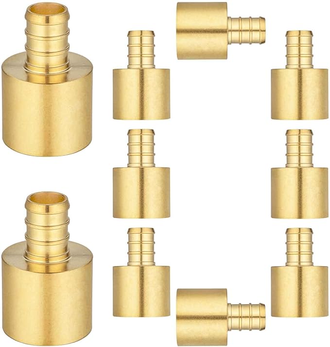 (10 Pack) Lidertik Copper to Pex Fittings, 1/2" Pex F1807 x 3/4" Female Sweat Adapter Brass