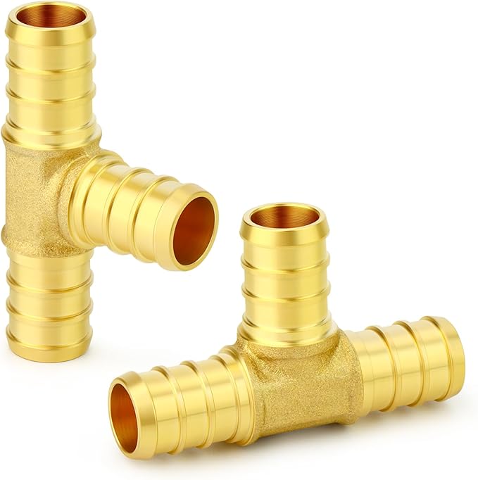 GASHER 2Pcs No Lead Brass 1/2" Pex Tee Fittings, 1/2 Inch Pex Fittings for Pex Tubing