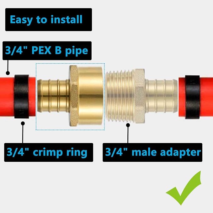 (10 Pack) Lidertik 3/4 PEX Fittings Female Adapter, 3/4" PEX F1807 to 3/4" NPT Female Threaded Adapter Brass