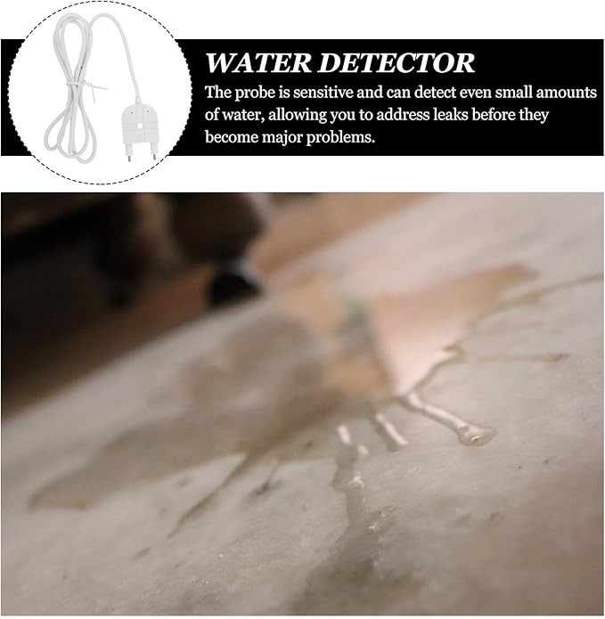 Luxshiny Water Leak Sensor Probe with Long Cable Stainless Steel Water Detection Tool for Basement and Home Flood Prevention Reusable Low-Maintenance