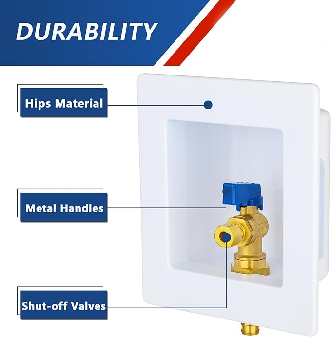 Ice Maker Outlet Box,1/2 Inch Crimp PEX F1807 Inlet and 1/4 Inch OD Compression Outlet Connection, Icemaker Box with Installed 1/4-Turn Ball Valve