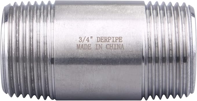 3/4" X 3/4" Male Nipple Pipe Fitting - Stainless Steel NPT Threaded Long Coupling Fitting 2" Length (pack of 2)