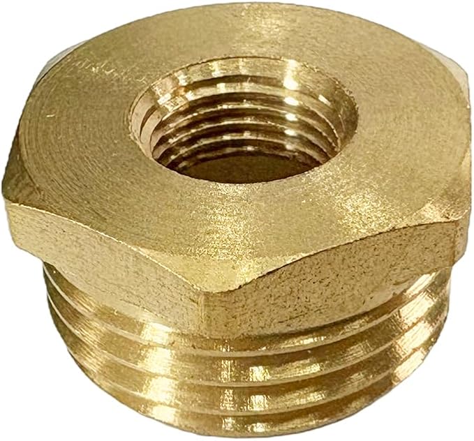 1/2" NPT Male x 1/8" NPT Female Brass Reducer Hex Bushing Threaded Pipe Fitting Reducing Adapter Pack of 2