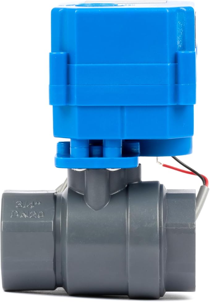 U.S. Solid 3/4 inch UPVC Motorized Ball Valve - AC 85V-265V Plastic Electrical Ball Valve with Full Port, 2 Wire Auto Return, Normally Closed