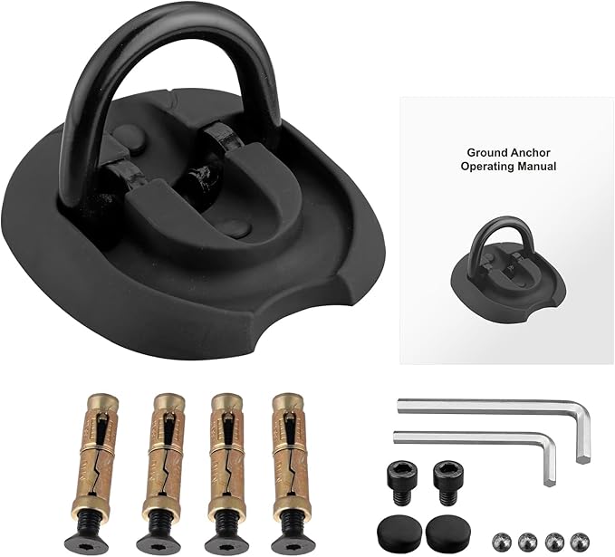 Anbte Security Ground Anchor, Floor or Wall Anchor for Securing Motorcycles, Bicycles, Scooters, Heavy Duty Alloy Steel Ground Anchor Foldable Permanent Locking Point, Black