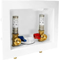 Washing Machine Outlet Box with Water Hammer Arrestor,1/2 Inch PEX F1807 Inlet Connection,3/4 Inch MHT Outlet Male Thread Connection, PEX Box with Center/Side Drain, Washing Box with 1/4-Turn