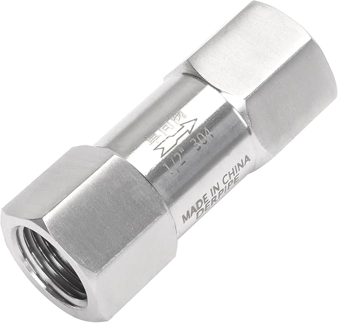 Air Check Valve - 1/2" NPT Female High Pressure Stainless Steel Hex One Way Valve For Air