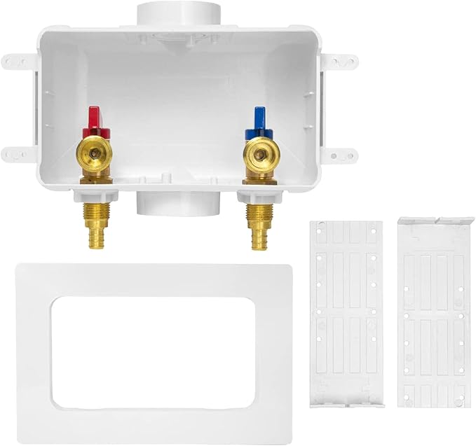 Washing Machine Outlet Box, Center Drain, 1/2 Inch Pex Crimp Inlet x 3/4 Inch MHT Outlet Connection, Laundry Washer Valve Outlet Box (Pack of 30)