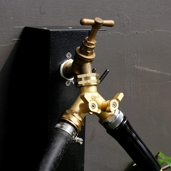 Garden Hose Splitter,2 Way Connector Heavy Duty Brass, Garden Faucet,Splitter for Outdoor Faucet, Hose y Splitter, Hose Bib Splitter, Adapter with Comfortable Grip Shut Off Valves 2Pcs