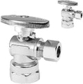 100-PCs HeSun Angle Stop Valve, 1/2" FIP X 3/8" OD Compression, 1/4 Turn Shut Off Valve, Chrome Plated Brass(VALVE054-100)