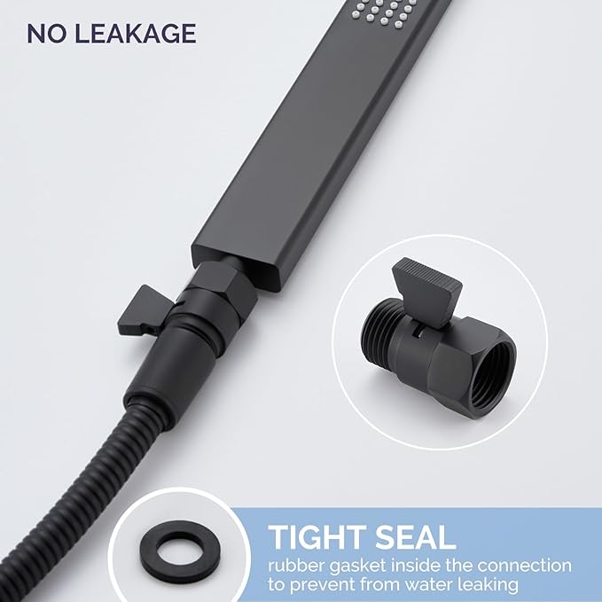 Angle Simple Shower Valve, Brass Water Flow Shut Off Valve for Hand Shower, RV Hose Flow Restrictor, Matte Black