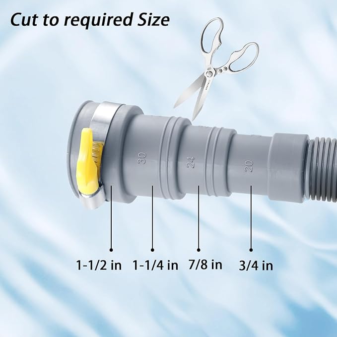 6.5 FT Washing Machine Drain Hose, Flexible Dishwasher Drain Hose Extension Kit, Universal Washer Drain,Corrugated Washer Hose with 1 Adapter, 2 Clamps, 1 U-Bend Holder
