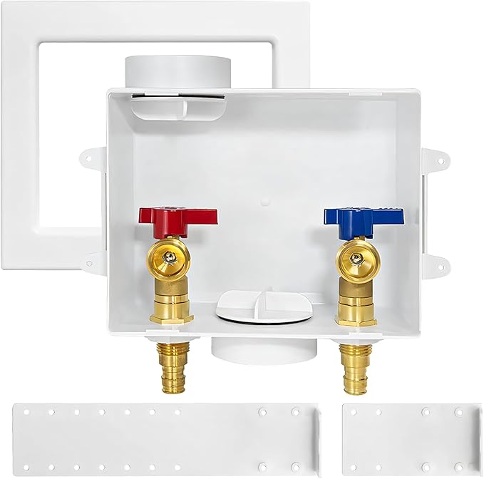 1-Pack HeSun Washing Machine Outlet Box,Pex A Expansion Washer Box with Drain, 1/2 Inch PEX-A Inlet x 3/4 Inch MHT Outlet Connection,ASTM F1960(WM003)