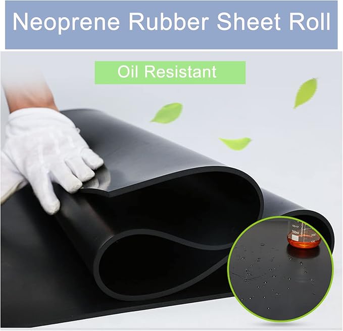 Nisorpa 3.3x9.8 ft 1/8'' Thick Neoprene Rubber Rolls, Solid Rubber Sheet Silicone Rubber Roll Insulated Roll Heatproof Oil Resistance for DIY Gasket/Material Sealing/Garage Floor Mat/Shock